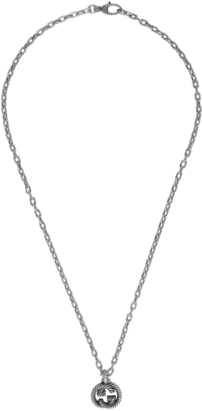 Gucci Interlocking G Necklace In Aged Silver In 811 Pall Black Prezi