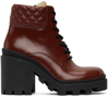 Gucci Red Trip Ankle Boots In 6647 Garnet Red Garn