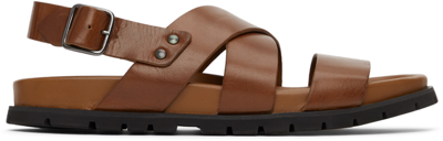 A.p.c. Cross-strap Leather Sandals In Light Brown