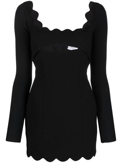 Saint Laurent Scalloped Trim Mini Dress Black