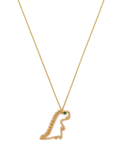 Aliita 9kt Yellow Gold Dinosaur Emerald Pendant Necklace