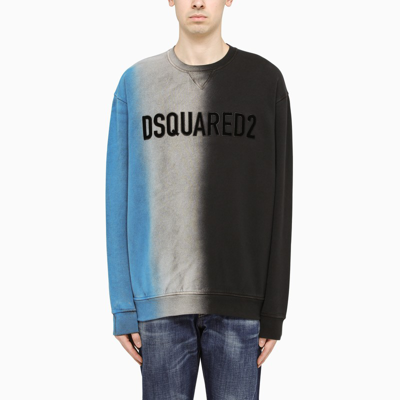 Dsquared2 Blue/grey/black Faded Logo-print Sweatshirt In Multicolor