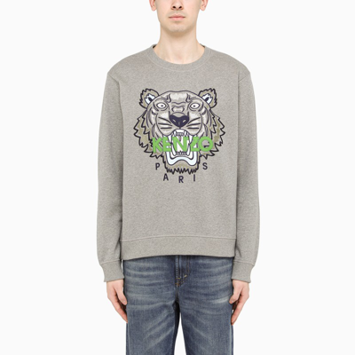 Kenzo Tiger Organic Cotton Sweatshirt In Dove Grey