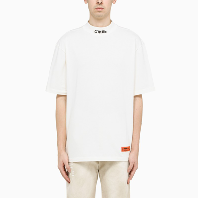 Heron Preston White Logo-embroidery Crewneck T-shirt