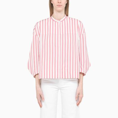 Jil Sander Pink/white Striped Cropped Shirt