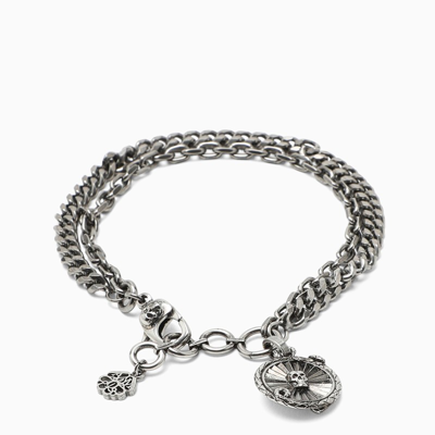 Alexander Mcqueen Snake Medallion Coin Bracelets In Grey