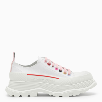 Alexander Mcqueen Tread Slik Anvas Sneakers With Multicolor Eyelets - Atterley In White