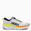 HOKA ONE ONE WHITE/YELLOW BONDI 7 SNEAKERS