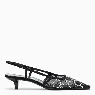 Gucci Black Pumps In Gg Fabric With Crystals