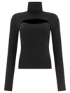Dolce & Gabbana Cut-out Roll-neck Silk-blend Top In Black  