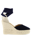 Manebi Hamptons Suede Heart-shaped Wedge Espadrilles In Blue