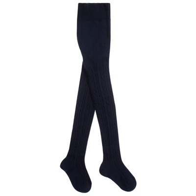 Falke Kids' Girls Blue Cable Knit Wool Tights