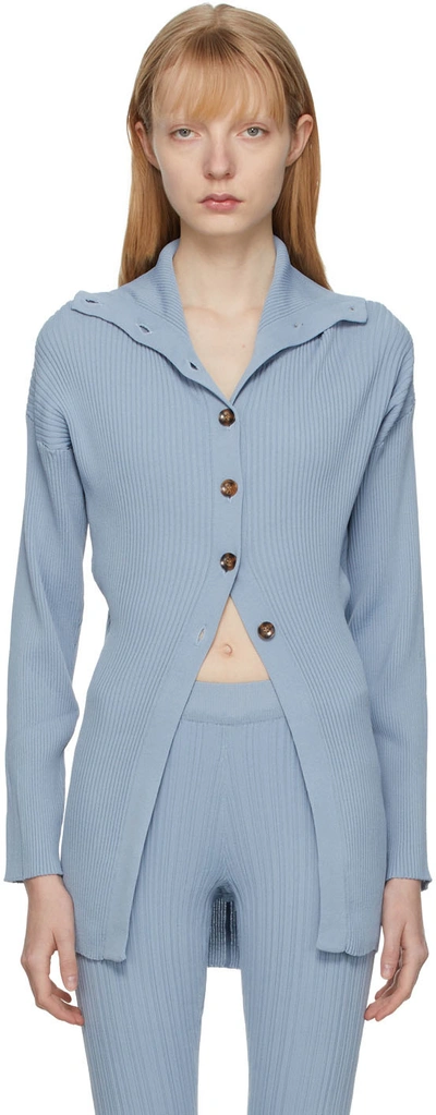 Holzweiler Vibes Ribbed-knit Cardigan In 1376 Mid Blue