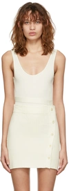 Andreädamo White Ribbed Bodysuit In 000 0474 Ivory