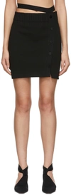 Andreädamo Cutout Button-embellished Ribbed-knit Mini Skirt In 004 0473 Black