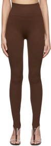 ANDREÄDAMO BROWN RIBBED OPEN TOE LEGGINGS