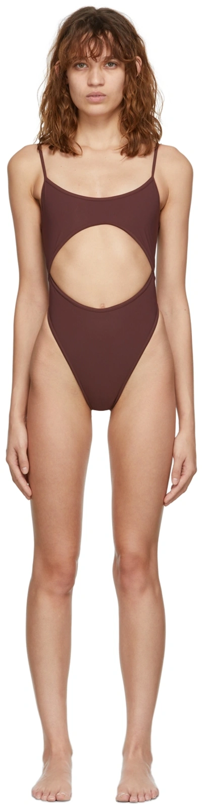 Andreädamo Ssense Exclusive Brown Cut-out Swimsuit In 003 0477 Nude