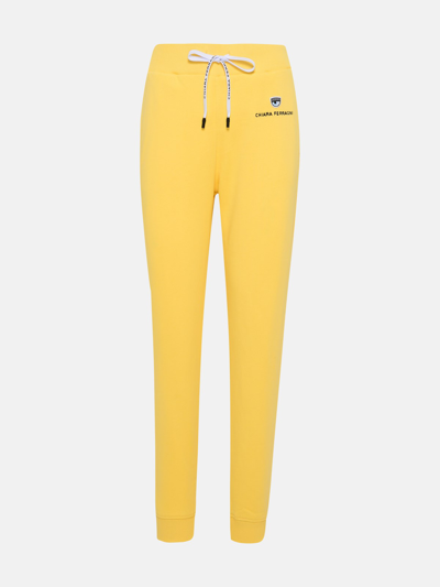 Chiara Ferragni Yellow Cotton Sweatpants