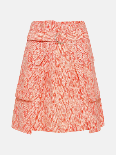 Kenzo Red Viscose Blend Snake Print Skirt In Pink