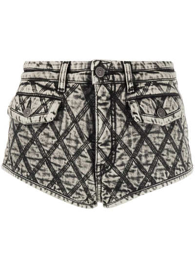 Diesel Diamond-quilted Hot-pants In Black
