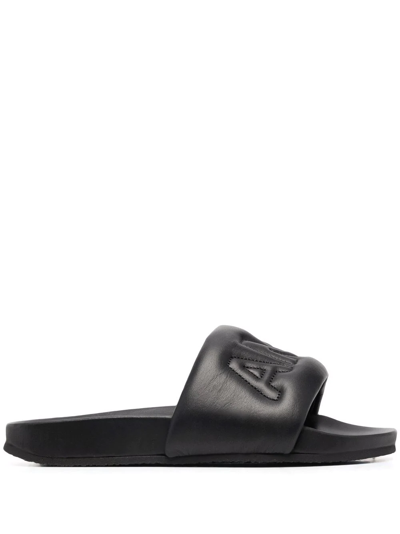 Ambush 10mm Quilted Leather Slide Sandals In Black