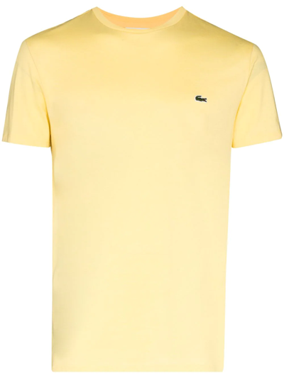 Lacoste Logo-patch Cotton T-shirt In Yellow