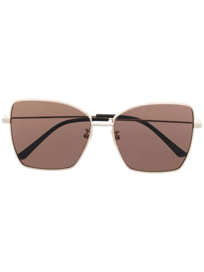 Balenciaga Logo-print Butterfly-frame Sunglasses In Gold