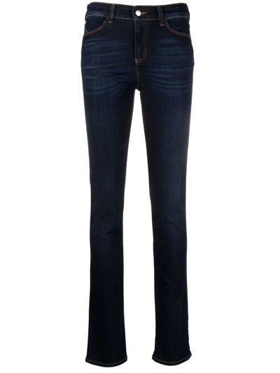 Emporio Armani Mid-rise Skinny Jeans In Blau