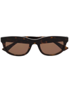 BOTTEGA VENETA TORTOISESHELL-EFFECT RECTANGULAR-FRAME SUNGLASSES