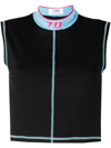 7 Days Active Picabo Stretch Nylon Running Top In Caviar Black