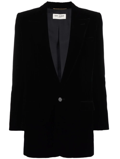Saint Laurent Single-breasted Velvet Tuxedo Jacket In Black
