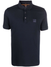 Hugo Boss Logo-patch Cotton Polo Shirt In Dark Blue