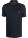 Hugo Boss Stretch-cotton Slim-fit Polo Shirt With Logo Patch In Dark Blue