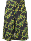 Msgm Shark Chain-print Bermuda Shorts In Schwarz