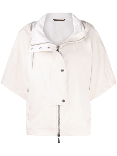 Moorer Lightweight Short-sleeved Hooded Jacket In White