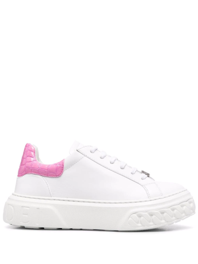 Casadei Panelled Low-top Platform Sneakers In White