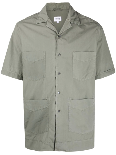 Aspesi Short-sleeve Cotton Shirt In Green