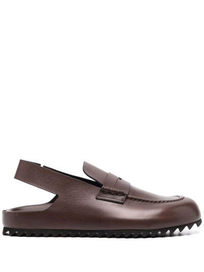 Officine Creative Slingback Leather Loafers In Braun