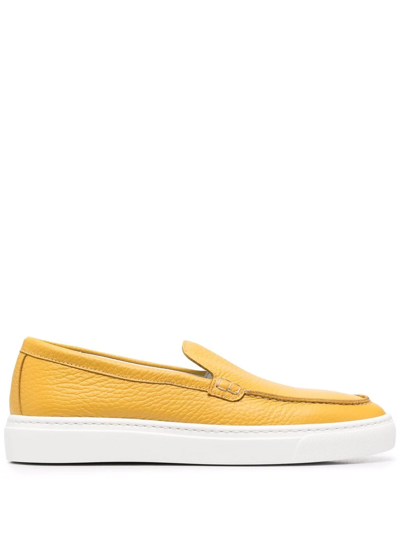 Doucal's Grained Leather Loafers In Yellow