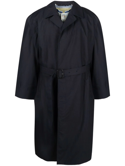 Maison Margiela Layered Cotton Trench Coat In Blue
