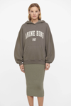 Anine Bing Harvey Logo Hooded Cotton Sweatshirt In Olive