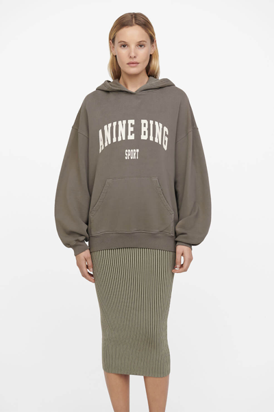 Anine Bing Harvey Sweatshirt In Dusty Olive In Grey