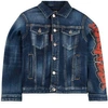 Dsquared2 Kids Denim Jacket With Graffiti Style Logo In Blue