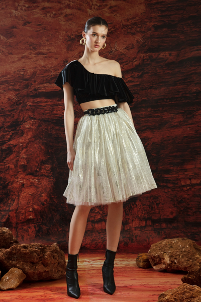 Gemy Maalouf Flared Crop Top With Skirt