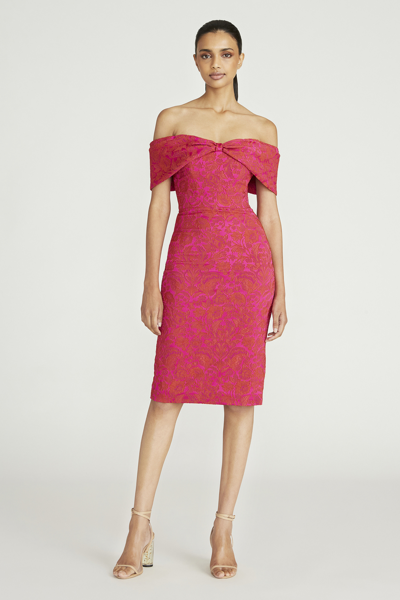 Theia Womens Off-the-shoulder Knee-length Cocktail And Party Dress In Red
