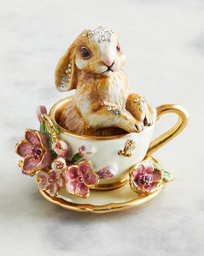 Jay Strongwater 2022 Teacup Bunny Decorative Box In Multi