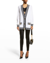 Balmain Embellished Logo-back Oversized Cardigan In White/black