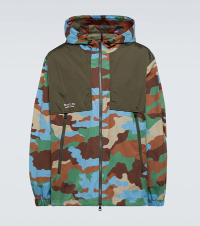 Moncler Kounde Cotton Jacket With Camouflage Motif - Atterley In Green