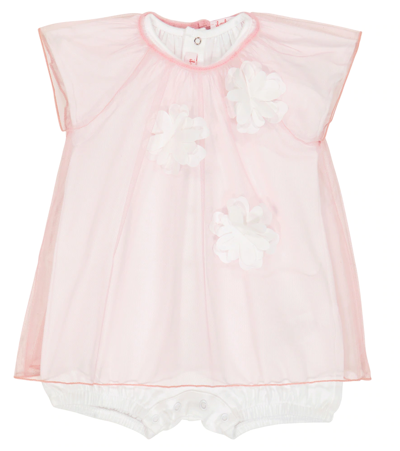 Il Gufo Baby Embellished Stretch-cotton Bodysuit In Pink White