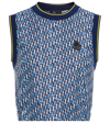 Moncler Abstract-pattern Cropped Tank Top In Blue